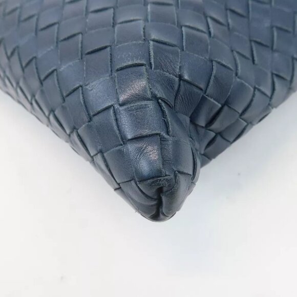 Auth BOTTEGA VENETA Hobo Intrecciato Shoulder Bag Navy Leather - Picture 14 of 16